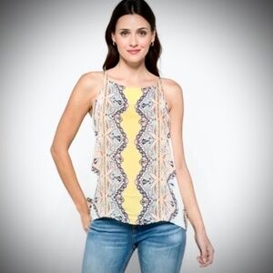 Women’s Alecto Halter Tank Top Lightweight Multi Color Boho Paisley Print Large